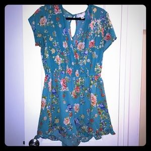 Blue floral jumpsuit